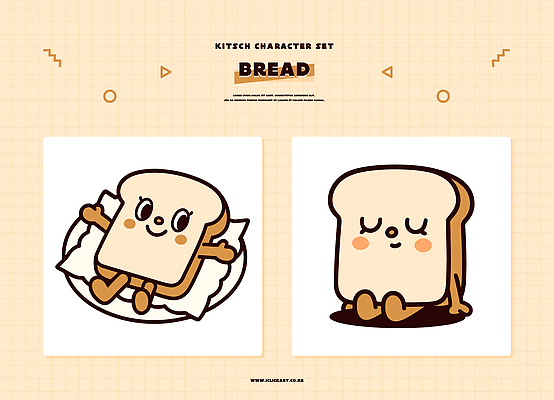 모양 캐릭터 디자인 감정 포스터 빵 컬러 일러스트 웃음 생활 세트 귀여움 침대 표현 편안함 식빵 즐거움 그림 일러캐릭터 AI파일 음식 가구 컨셉 표정 감각 파일형식 벡터