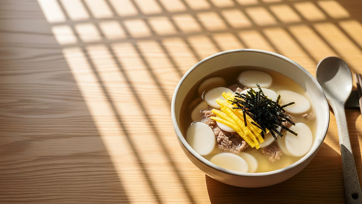 JPG 편집이미지 그릇 한식 음식 재료 탁자 떡 육류 요리 일상 설날 계란 식사 김 떡국 국물 점심 편집실사 AI포토 AI콘텐츠 식기 명절 가구 식재료 라이프 알 전통음식 해조류 CG 파일형식