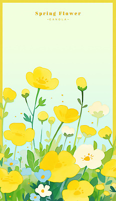 PSD 식물 계절 꽃 컬러 일러스트 모션 자연 하늘 생명 풍경 초원 야외 햇빛 노란색 봄 공간 성장 원형 유채 뷰티풀 치유 국내일러스트 도형 태양 생태계 파일형식