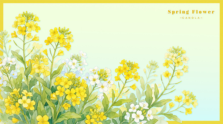 PSD 식물 계절 꽃 백그라운드 꽃밭 일러스트 자연 생명 풍경 초록색 노란색 정원 봄 금색 흰색 유채 그림 부드러움 국내일러스트 컬러 감각 생태계 파일형식