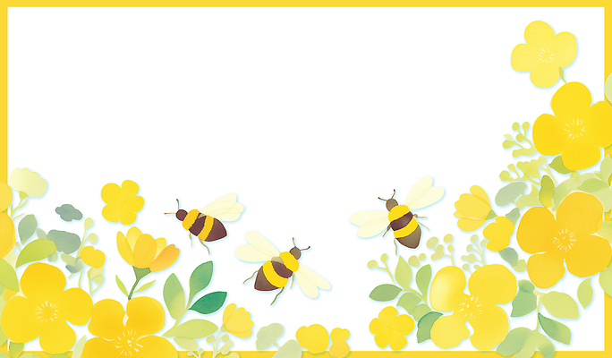 PSD 식물 꽃잎 꽃 화초 꽃밭 일러스트 자연 하늘 생명 노란색 정원 봄 꿀벌 벌집 기온 오후 수분_꽃가루 국내일러스트 계절 컬러 날씨 벌_곤충 생태계 파일형식