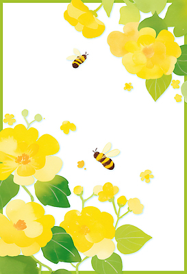 PSD 식물 계절 꽃 곤충 백그라운드 일러스트 자연 수채화 팜플렛 초원 인테리어 노란색 봄 화려 꿀벌 그림 원예 조화 뷰티풀 영감 국내일러스트 동물 디자인 컬러 컨셉 취미 벌_곤충 생태계 파일형식