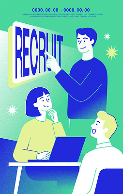 일러스트 비즈니스 관계 커뮤니케이션 협력 이야기 대화 설명 사람 앉기 사무실 스크린 구직 업무 직원 기회 모집 관심 구인구직 지원 채용 국내일러스트 AI파일 컨셉 모션 말하기 작업 구인 파일형식 벡터