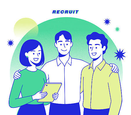 일러스트 비즈니스 모션 협력 직장 기술 실험 대화 웃음 여러명 태블릿 스크린 모임 만남 정보 구직 소통 친목 구인구직 국내일러스트 AI파일 다수 컨셉 회사 표정 말하기 사람 전자제품 스마트기기 구인 파일형식 벡터