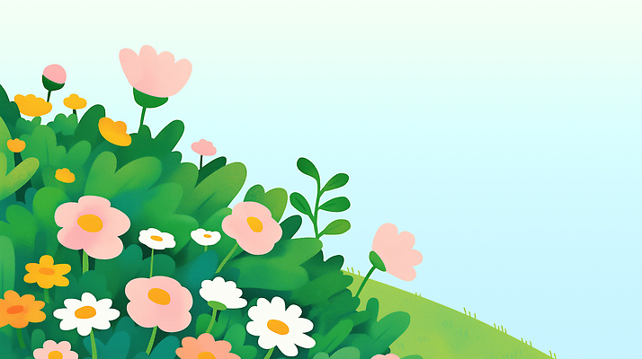 PSD 식물 꽃 컬러 꽃밭 일러스트 자연 풍경 초원 초록색 봄 언덕 조화 서식지 경관 국내일러스트 계절 생태계 파일형식