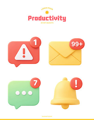 PSD 아이콘 컬러 커뮤니케이션 경고 3D아이콘 디지털 스크린 메시지 이메일 알림 소프트웨어 카운트 피드백 파일형식
