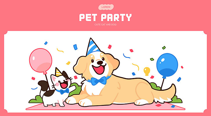 동물 리본 컬러 백그라운드 일러스트 놀이 친구 반려동물 파티 귀여움 축제 고양이 축하 생일 강아지 즐거움 풍선 공동체 애완 국내일러스트 AI파일 기념일 감정 컨셉 포유류 관계 이벤트 개 파일형식 벡터
