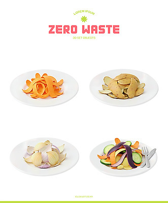 식기 모션 3D 그린캠페인 사회이슈 친환경 파일형식 음식 채소 껍질 쓰레기 접시 줄이기 전시 준비 주방 요리 재활용 환경 건강 소비 식사 PSD 편집이미지 편집3D 제로웨이스트