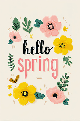 JPG 식물 디자인 계절 꽃 예술 분홍색 컬러 백그라운드 잎 일러스트 자연 생명 문구용품 그래픽 장식 노란색 봄 그림 뷰티풀 생동감 국내일러스트 AI일러스트 AI콘텐츠 오브젝트 생태계 파일형식