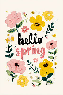 JPG 식물 디자인 계절 꽃 분홍색 컬러 백그라운드 일러스트 재료 자연 취미 노란색 봄 메시지 그림 화사함 뷰티풀 창작 국내일러스트 AI일러스트 AI콘텐츠 컨셉 생태계 파일형식