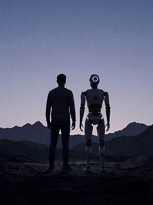 JPG 편집이미지 응시 자연 하늘 기술 대화 서기 사람 풍경 친구 우정 저녁 로봇 존재 Sunset 이미지편집 AI컴퓨터그래픽 AI콘텐츠 시선 관계 모션 말하기 야간 생태계 파일형식