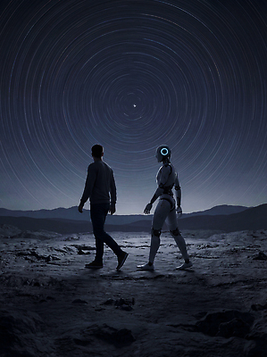 JPG 편집이미지 별 과학 하늘 미래 기술 사람 걷기 우주 환경 기계 탐험 로봇 지형 경관 이미지편집 AI컴퓨터그래픽 AI콘텐츠 자연요소 컨셉 모션 풍경 파일형식