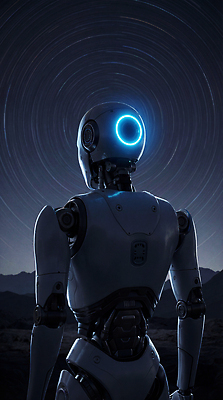 JPG 편집이미지 디자인 밤하늘 산 기술 사람 빛 디지털 기계 소리 원형 로봇 경관 신기술 AI_인공지능 이미지편집 AI컴퓨터그래픽 AI콘텐츠 도형 하늘 풍경 야간 파일형식