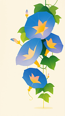 JPG 식물 디자인 꽃잎 꽃 줄기 컬러 백그라운드 잎 일러스트 자연 생명 장식 여름 파란색 전시 개화 원예 식물원 나팔꽃 조화 뷰티풀 국내일러스트 AI일러스트 AI콘텐츠 계절 취미 생태계 파일형식