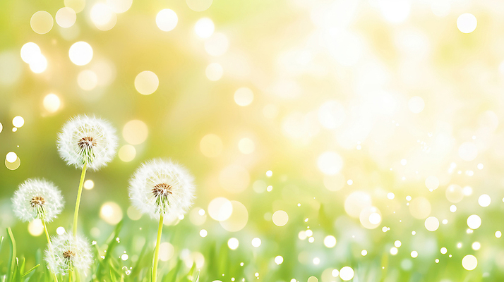 JPG 식물 편집이미지 계절 꽃 자연 초원 초록색 파란색 햇빛 봄 민들레 보케 민들레홀씨 뷰티풀 편집실사 AI컴퓨터그래픽 AI콘텐츠 컬러 태양 CG 생태계 파일형식