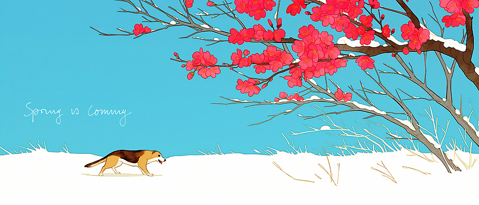 JPG 나무 동물 꽃 백그라운드 겨울 일러스트 자연 하늘 생명 풍경 파란색 걷기 축제 봄 흰색 기운 변화 강아지 국내일러스트 AI일러스트 AI콘텐츠 식물 계절 컬러 컨셉 모션 반려동물 개 생태계 파일형식