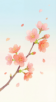 JPG 나무 꽃잎 꽃 컬러 잎 일러스트 자연 하늘 생명 바람 수채화 따뜻함 풍경 봄 벚꽃 머리핀 떨어짐 뷰티풀 풍요 국내일러스트 AI일러스트 AI콘텐츠 자연요소 식물 계절 컨셉 장신구 날씨 생태계 파일형식