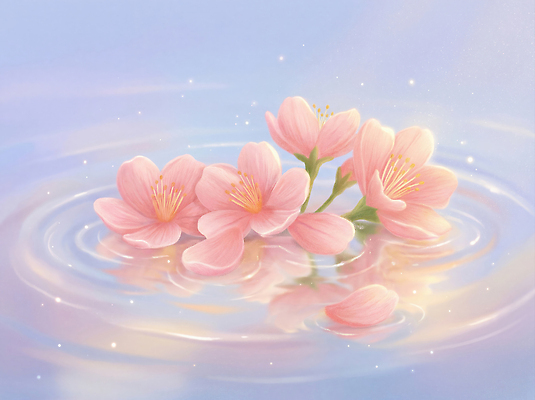 JPG 나무 식물 꽃잎 꽃 컬러 백그라운드 잎 일러스트 자연 물 반사 평화 맑음 봄 벚꽃 수면 흔들림 조화 뷰티풀 자태 국내일러스트 AI일러스트 AI콘텐츠 자연요소 계절 컨셉 모션 날씨 생태계 파일형식