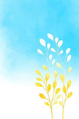 JPG 모양 식물 디자인 예술 컬러 백그라운드 잎 일러스트 자연 하늘 생명 수채화 미술 파란색 노란색 봄 그림 조화 뷰티풀 평면 국내일러스트 AI일러스트 AI콘텐츠 계절 문화예술 생태계 파일형식