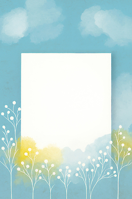 JPG 모양 디자인 꽃 예술 선 컬러 백그라운드 잎 일러스트 자연 하늘 수채화 밝음 초록색 노란색 봄 흰색 그림 조화 국내일러스트 AI일러스트 AI콘텐츠 식물 계절 생태계 파일형식