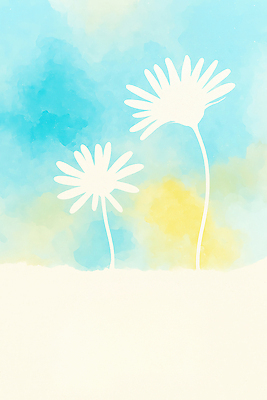 JPG 모양 식물 디자인 꽃 예술 줄기 컬러 백그라운드 일러스트 자연 하늘 수채화 풍경 장식 파란색 노란색 봄 흰색 크기 그림 비율 뷰티풀 국내일러스트 AI일러스트 AI콘텐츠 계절 생태계 파일형식