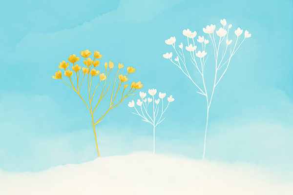 JPG 식물 디자인 꽃 줄기 컬러 배경화면 백그라운드 일러스트 자연 생명 여름 노란색 봄 흰색 그림 식물원 부드러움 국내일러스트 AI일러스트 AI콘텐츠 계절 감각 생태계 파일형식