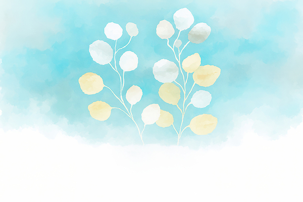 JPG 모양 식물 디자인 예술 줄기 컬러 백그라운드 잎 일러스트 자연 수채화 장식 파란색 공백 그림 부드러움 감성 국내일러스트 AI일러스트 AI콘텐츠 컨셉 감각 생태계 파일형식