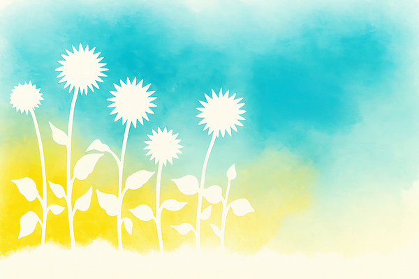 JPG 식물 디자인 꽃 예술 컬러 백그라운드 잎 일러스트 자연 하늘 생명 해바라기 풍경 그래픽 여름 태양 묘사 원예 국내일러스트 AI일러스트 AI콘텐츠 자연요소 계절 취미 생태계 파일형식