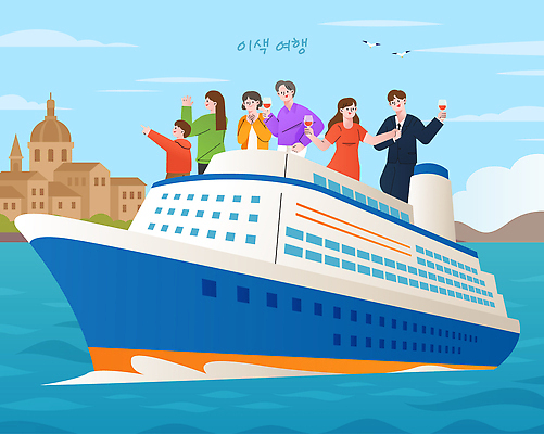 여유 음료 음악 바다 여행 일러스트 가족 항해 웃음 풍경 이벤트 여러명 친구 기쁨 모임 축하 즐거움 선상 특별함 국내일러스트 AI파일 감정 다수 컨셉 배_교통 관계 문화예술 표정 사람 파일형식 벡터