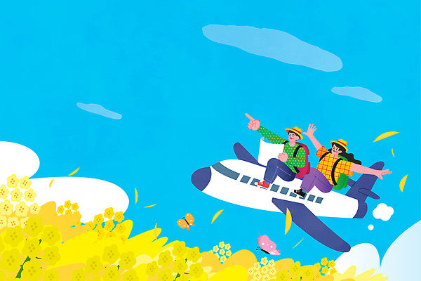 여유 컬러 여행 꽃밭 일러스트 자연 하늘 바람 비행기 웃음 풍경 여러명 여름 기쁨 탐험 도전 비행 즐거움 멀리보기 봄여행 국내일러스트 AI파일 자연요소 계절 꽃 감정 다수 항공교통 날씨 대중교통 표정 사람 봄 생태계 파일형식 벡터