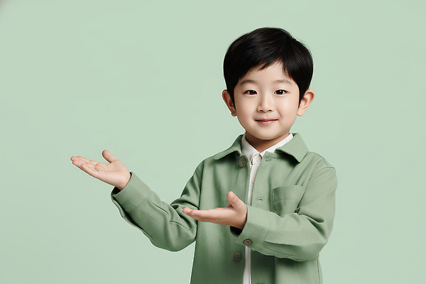 JPG 편집이미지 손 어린이 포즈 백그라운드 셔츠 표정 밝음 웃음 소년 초록색 촬영 재킷 즐거움 의료성형뷰티 편집실사 AI인물포토 AI콘텐츠 남자 감정 컬러 상의 사람 신체부위 외투 CG 파일형식 AI포토