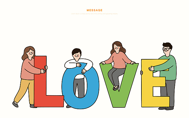 문자 행복 어린이 컬러 포즈 백그라운드 일러스트 모션 협력 함께함 사랑 사람 이벤트 성인 친구 표현 소중 즐거움 조화 순간 국내일러스트 AI파일 감정 컨셉 관계 파일형식 벡터