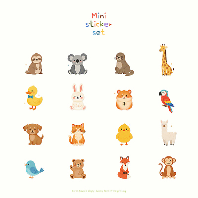 동물 감정 포유류 조류 사람 반려동물 개 설치류 파일형식 원숭이 나무늘보 스티커 어린이 즐거움 그림 세트 코알라 기린 다람쥐 오리 토끼 햄스터 앵무새 강아지 고양이 병아리 라마 파랑새 곰 여우 PSD 일러스트 국내일러스트