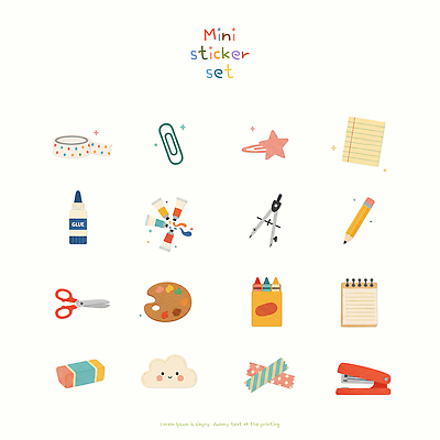 PSD 디자인 리본 종이 컬러 스티커 일러스트 문구용품 색연필 가위 미술 세트 연필 다이어리 공책 페인트 도구 팔레트 스테이플러 그림 지우개 클립 만들기 컴파스 접착제 국내일러스트 모션 문화예술 학용품 필기구 사무용품 풀_접착제 오브젝트 파일형식