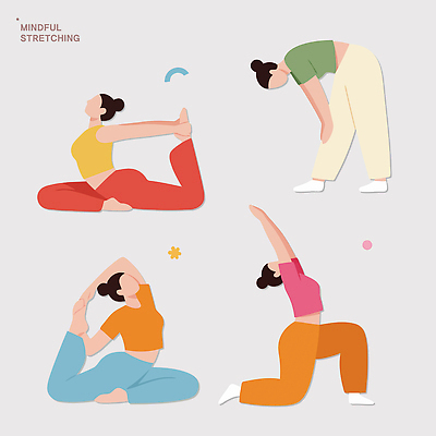 손 여자 컬러 포즈 신체 일러스트 요가 모션 발 건강 앞모습 뒷모습 운동복 운동 헬스 스트레칭 그룹 유연 국내일러스트 AI파일 웰빙 옷 뷰포인트 사람 신체부위 파일형식 벡터