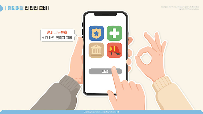 해외여행 여행 일러스트 병원 안전 스마트폰 여행객 정보 긴급 도움 어플리케이션 서비스 저장 준비 예방 편리함 연락처 사용방법 필요 국내일러스트 AI파일 해외 컨셉 의학 사람 핸드폰 스마트기기 방법 파일형식 벡터