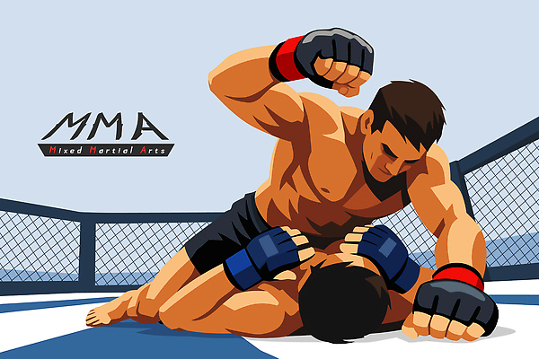 남자 일러스트 기술 경기 운동 힘 격투기 심판 군중 싸움 노력 규칙 상대 승부 오른손 종합격투기 국내일러스트 AI파일 손 스포츠 모션 건강 사람 파일형식 벡터