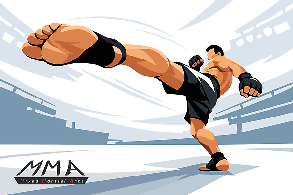 스포츠 포즈 일러스트 모션 운동선수 기술 경기 운동 힘 경쟁 경기장 격투기 킥 군중 집중 연습 싸움 종합격투기 국내일러스트 AI파일 컨셉 스포츠시설 건강 사람 파일형식 벡터