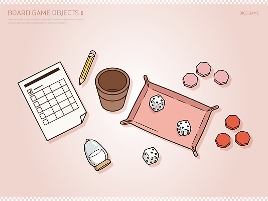 그릇 일러스트 가족 놀이 취미 친구 연필 게임 시간 모래시계 즐거움 오브젝트 주사위 보드게임 주사위게임 준비물 체크리스트 국내일러스트 AI파일 식기 감정 모래 시계 관계 학용품 필기구 파일형식 벡터