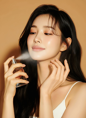 JPG 편집이미지 손 여자 스튜디오 아침 표정 화장 뷰티 촬영 자신감 뿌리기 향수 피부관리 스킨케어 의료성형뷰티 편집실사 주간 감정 모션 사람 신체부위 화장품 CG 파일형식