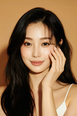 JPG 모델 편집이미지 긴머리 헤어스타일 손 여자 얼굴 포즈 백그라운드 미소 화장 뷰티 갈색 촬영 의료성형뷰티 스타일 편집실사 AI인물포토 AI콘텐츠 컬러 표정 사람 신체부위 CG 파일형식 AI포토