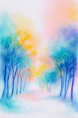 JPG 나무 길 예술 컬러 일러스트 자연 휴식 수채화 풍경 여름 평화 산책 감상 시간 그리기 숲 그림 뷰티풀 국내일러스트 AI일러스트 AI콘텐츠 식물 계절 컨셉 모션 생태계 파일형식