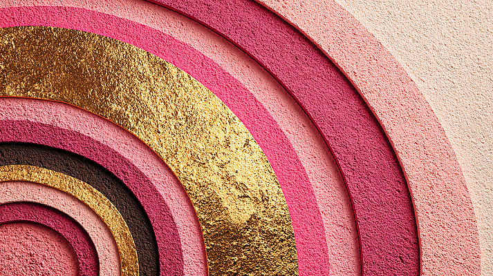 JPG 편집이미지 디자인 예술 벽 분홍색 컬러 백그라운드 패턴 실내 장식 갈색 공간 금색 원형 질감 이미지편집 AI컴퓨터그래픽 AI콘텐츠 도형 무늬 내부 파일형식