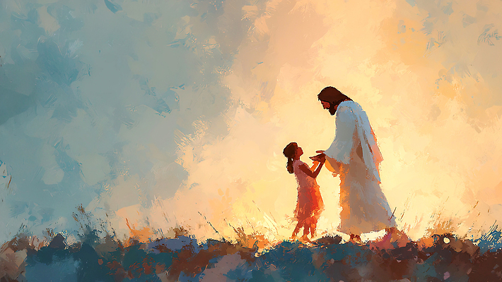 JPG 행복 종교 상징 백그라운드 이동 일러스트 가족 관계 이야기 대화 사랑 소녀 빛 걷기 손잡기 기쁨 만남 예수 그림 소통 순간 국내일러스트 AI일러스트 AI콘텐츠 여자 감정 어린이 컨셉 모션 말하기 신_종교 파일형식