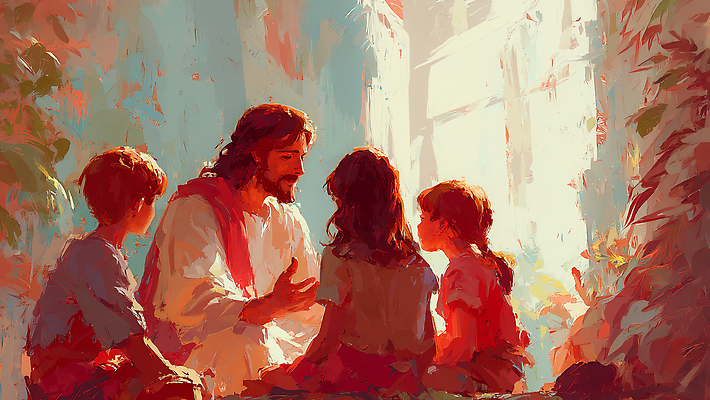 JPG 교육 종교 어린이 일러스트 이야기 대화 사랑 믿음 공간 듣기 성장 마음 예수 가르침 예배 공동체 교훈 존경 국내일러스트 AI일러스트 AI콘텐츠 감정 모션 말하기 사람 신_종교 파일형식