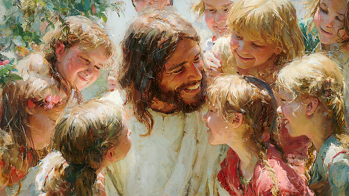 JPG 나무 꽃 행복 어린이 일러스트 관계 따뜻함 대화 웃음 사람 풍경 표현 시간 예수 그룹 장면 교류 성격 상호작용 국내일러스트 AI일러스트 AI콘텐츠 식물 감정 표정 말하기 신_종교 파일형식