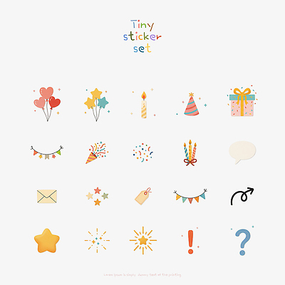 PSD 기념일 별 스티커 일러스트 촛불 불꽃놀이 대화 선물 이벤트 장식 파티 꼬리표 케이크 축제 현수막 질문 풍선 가랜드 별표 국내일러스트 자연요소 초 놀이 디저트 말하기 라벨 파티용품 파일형식