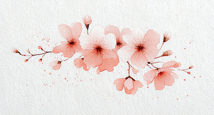 JPG 디자인 꽃잎 꽃 예술 줄기 컬러 백그라운드 일러스트 자연 추상 수채화 한국 미술 장식 봄 벚꽃 제조 그림 화가 국내일러스트 AI일러스트 AI콘텐츠 식물 직업 계절 아시아 무늬 문화예술 생태계 파일형식