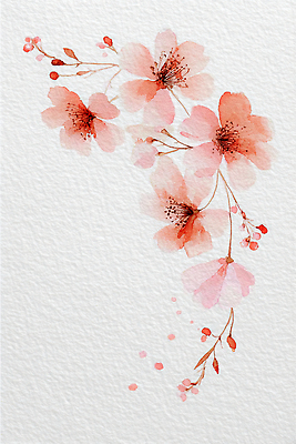 JPG 디자인 꽃 예술 분홍색 백그라운드 잎 일러스트 자연 페인팅 수채화 장식 빨간색 물감 봄 그림 화사함 창작 국내일러스트 AI일러스트 AI콘텐츠 식물 계절 컬러 컨셉 미술도구 생태계 파일형식