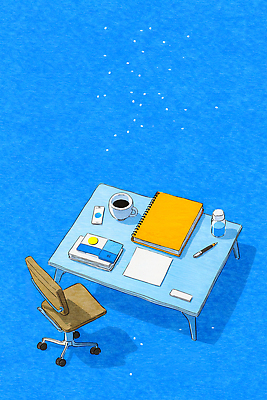 JPG 종이 커피 백그라운드 의자 일러스트 컵 파란색 사무실 필기구 공책 도구 작업 물병 집중 책상 준비 크레파스 정리 빈자리 창의성 창작 국내일러스트 AI일러스트 AI콘텐츠 식기 음료 컬러 가구 컨셉 비즈니스 문구용품 학용품 물통 파일형식